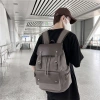 Trendy men's retro canvas backpack, men's casual large-capacity backpack, high school and college student bags, computer bags details Picture